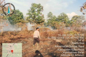 Titik Api Muncul di Sungai Raya & Sungai Kakap, Lahan Gambut Dekat Pemukiman Terbakar