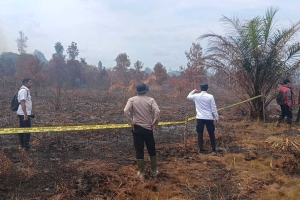 Polisi Pasang Police Line di Lokasi Karhutla Kuala Mandor B, Pelaku Pembakaran Terancam Denda Rp5 Miliar