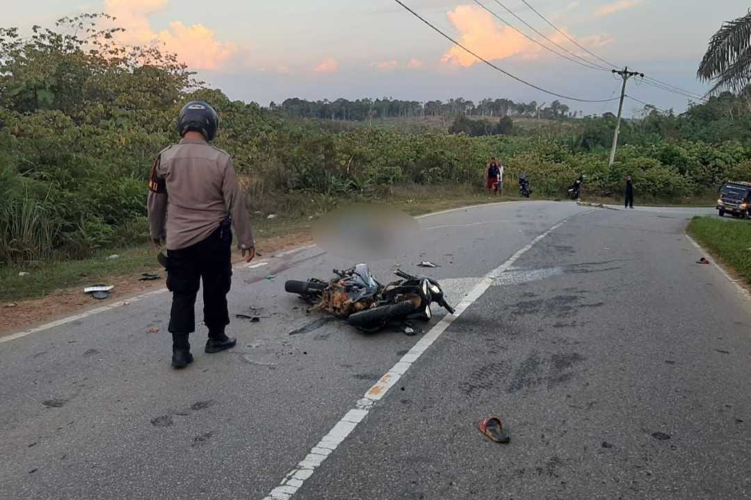 Hilang Kendali di Tikungan Desa Bagan Asam, Nyawa Pengendara Motor Tak Tertolong Usai Benturan Keras